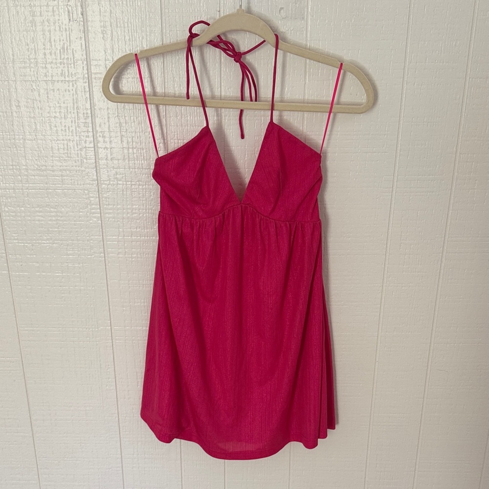 superdown Bright Pink Halter Mini Dress - Picture 2 of 6